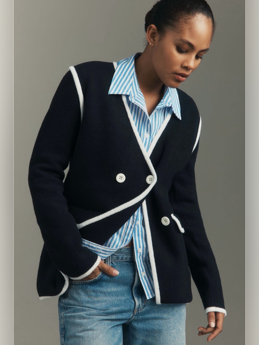 NVLT knit double breasted blazer
